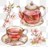 PNG Elegant floral tea illustration