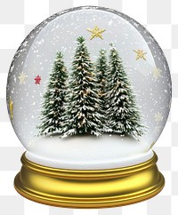 PNG Snow globe christmas trees snowflakes.