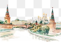 PNG Moscow in Russia architecture illustration watercolor.