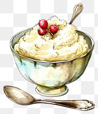 PNG A Christmas isolated mash potato dish illustration watercolor dessert.