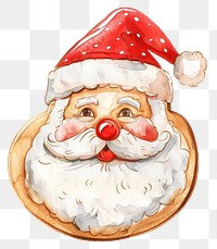 PNG An isolated Christmas cookie in Santa head shape illustration watercolor christmas.