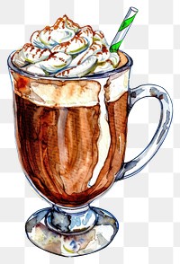 PNG An isolated hot chocolate drink illustration background beverage.