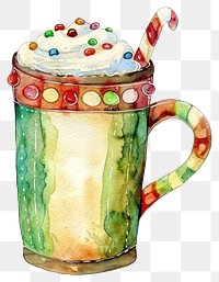 PNG An isolated Christmas eggnog mug illustration watercolor background.