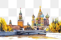 PNG Moscow in Russia landmarks architecture illustration.