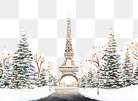 PNG Eiffel Tower tower illustration christmas.