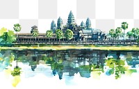 PNG Angkor wat in Cambodia watercolor landmark angkor.