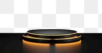 PNG Black podium with golden light for product presentation background platform photo.