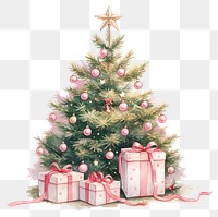 PNG Christmas pink tree and gift box christmas watercolor gifts.