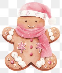 PNG Pink gingerbread man christmas dessert sweets.