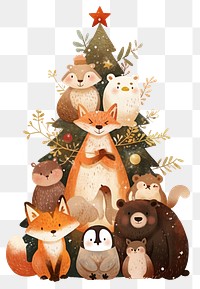 PNG Cute forest animals christmas illustration squirrel.