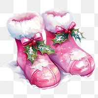 PNG Pink christmas gloves illustration watercolor footwear.