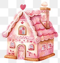 PNG Pink gingerbread house illustration sweets art.