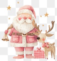 PNG Pink santa and raindeer illustration celebration christmas.