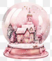 PNG Pink snow globe art illustration christmas.