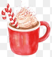 PNG A mug of hot chocolate cream illustration beverage.