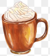 PNG A mug of hot chocolate cream illustration watercolor.