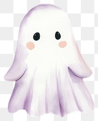 PNG Ghost with black pen outline illustration watercolor cute.