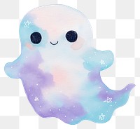 PNG Ghost with black pen outline art illustration watercolor.