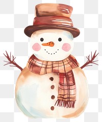 PNG Snowman with scarf illustration watercolor winter.