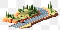 PNG Highway road isometric cartoon white background outdoors. 