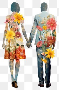 PNG Couple holding hand flower pattern adult.