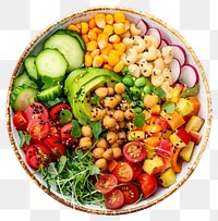 PNG Vegan buddha bowl salad platter lunch plate.