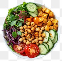 PNG Vegan buddha bowl salad platter produce lunch.