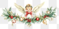 PNG Angel Christmas border illustration watercolor christmas.