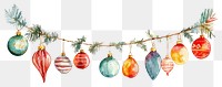 PNG Bunting christmas border ornaments illustration watercolor.