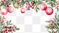 PNG Christmas pink border illustration watercolor ornaments.