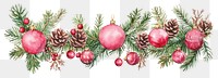 PNG Christmas pink border illustration watercolor ornament.