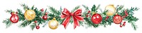 PNG Ribbons and bows Christmas border christmas ornaments decoration.