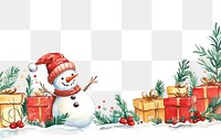 PNG Snowman and gift box Christmas border snowman illustration christmas.