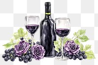 PNG Wine Bottle and Glasses with Grapes bottle roses wine.