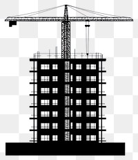 PNG Building construction silhouette urban city.