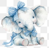 PNG Blue coquette baby elephant illustration watercolor animal.