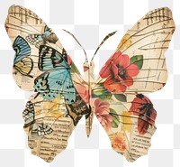 PNG Butterfly shape collage cutouts vintage art nature-inspired.