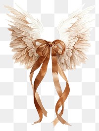 PNG Brown coquette angel tied illustration ribbon art.