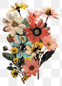 PNG Minimal flower shape collage cutouts flowers vintage art.