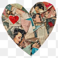 PNG Minimal heart shape collage cutouts vintage illustration newspaper.