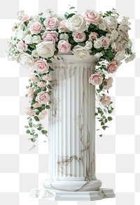 PNG White marble pillars decorated wedding flowers roses.