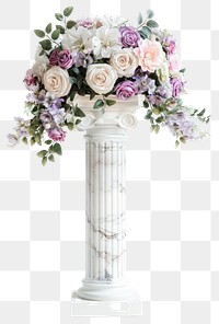 PNG White marble pillars decorated flower wedding arrangement.