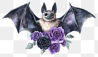 PNG Vampire bat roses illustration watercolor.