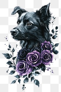 PNG Dog roses art illustration.