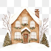 PNG Christmas house christmas illustration cottage.