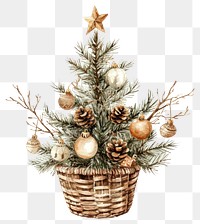 PNG Christmas Tree in a basket christmas tree illustration.