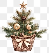 PNG Christmas Tree in a basket christmas tree illustration.