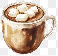 PNG Hot cocoa marshmallows illustration watercolor.