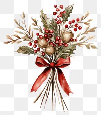 PNG Holly bouquet art illustration watercolor.