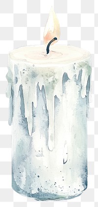 PNG White candle watercolor white art.